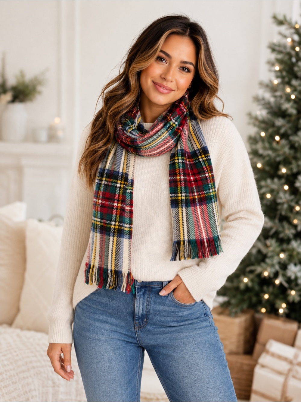 GAP Plaid Tartan Fringe Scarf